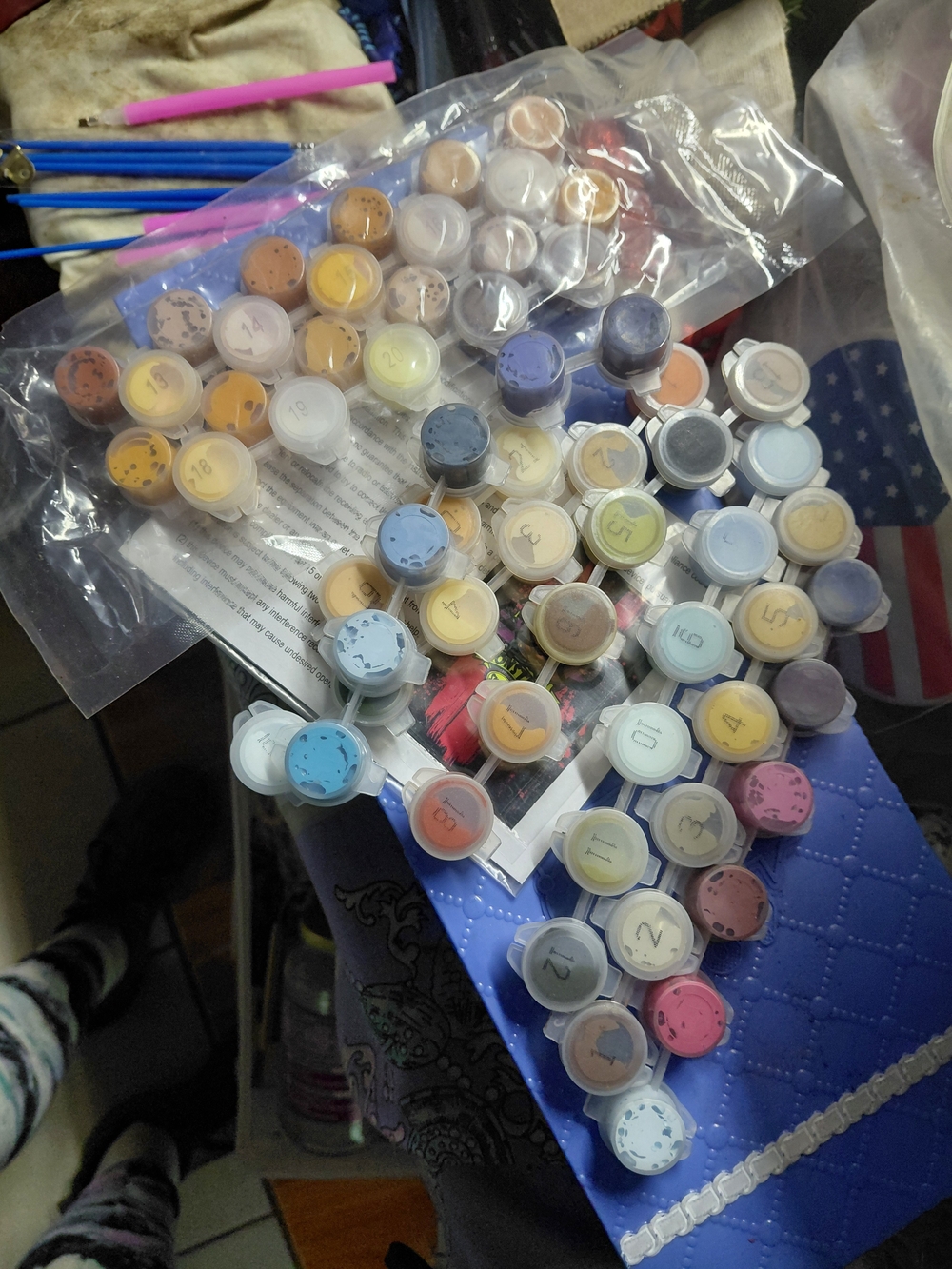 paint by numbers acrylic paints lot x11 strands 61 pots of color and brushes